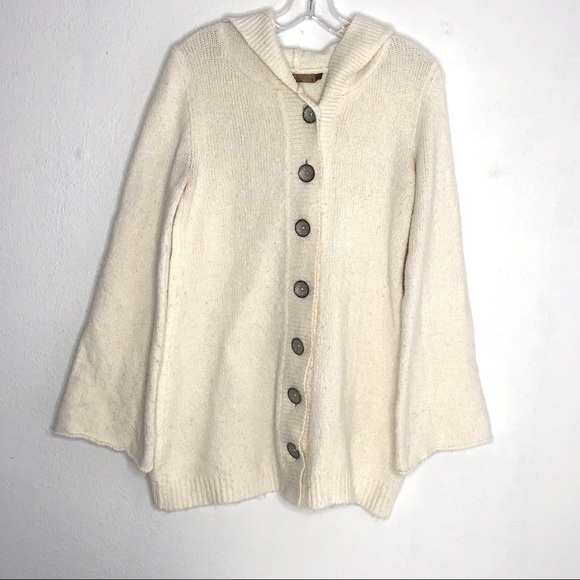 Prana Sweaters - Prana Vanilla Hooded Cardigan with Bell Sleeves M
